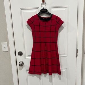 Girls My Michelle Red and Black Grid Mini Dress